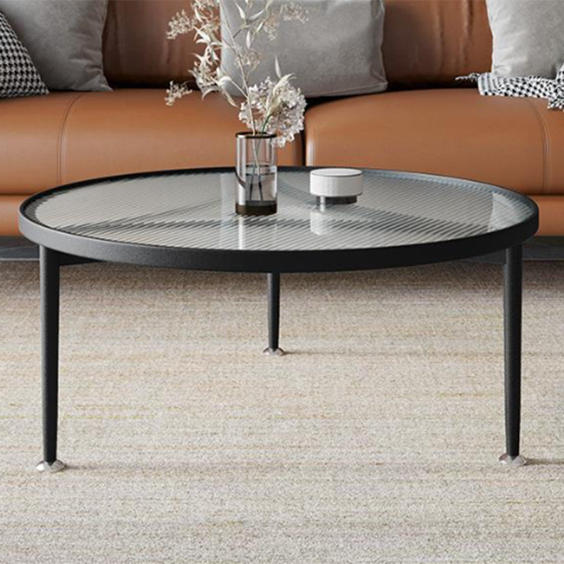 Clear Glass Top Round Coffee Table 3 Legs Cocktail Nesting Table Set