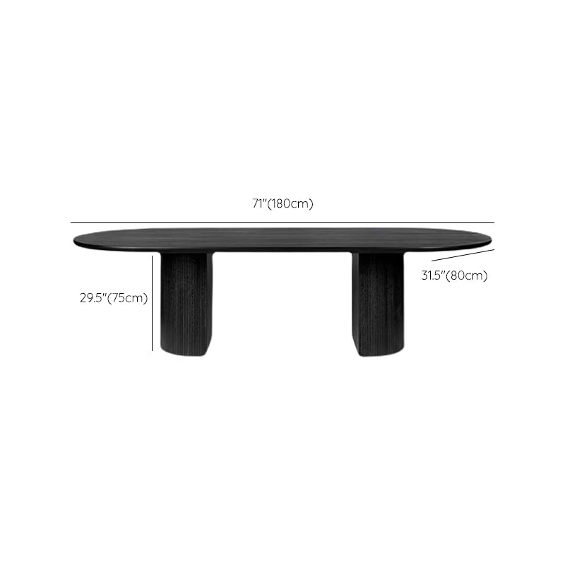 Modern Wooden Table Oval Dinner Room Kitchen Table in Black with Double Pedestal