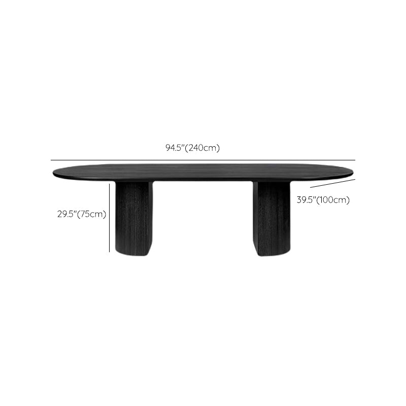 Modern Wooden Table Oval Dinner Room Kitchen Table in Black with Double Pedestal