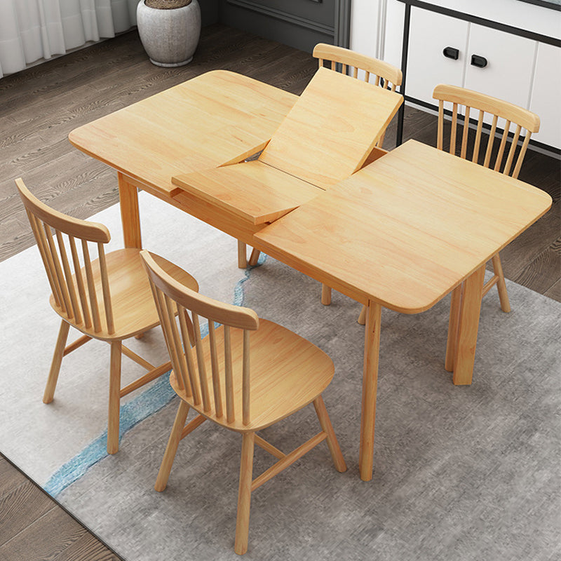 Modern Dining Table Extendable Solid Wood Dining Table for Dining Room