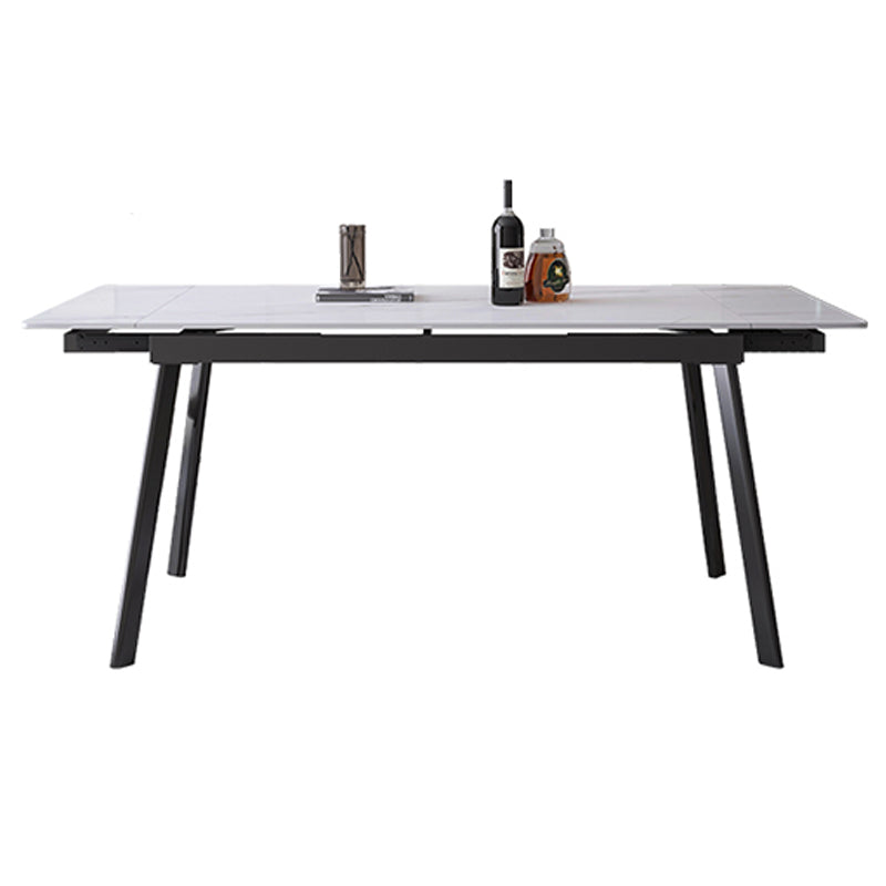 Modern Dining Table Rectangle Extendable Black Frame Dining Table for Dining Room