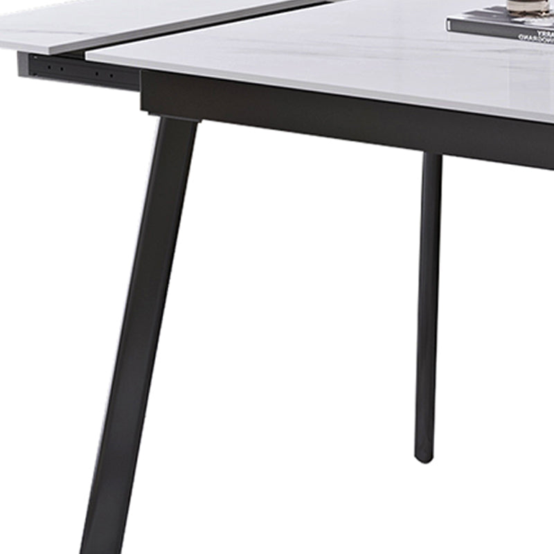 Modern Dining Table Rectangle Extendable Black Frame Dining Table for Dining Room