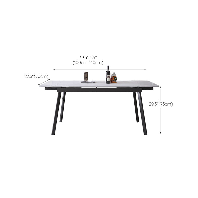Modern Dining Table Rectangle Extendable Black Frame Dining Table for Dining Room