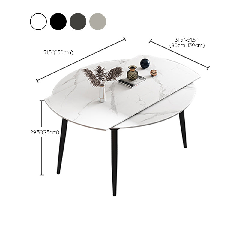Modern Dining Table Round Extendable 51-inch Diameter Dining Table for Dining Room