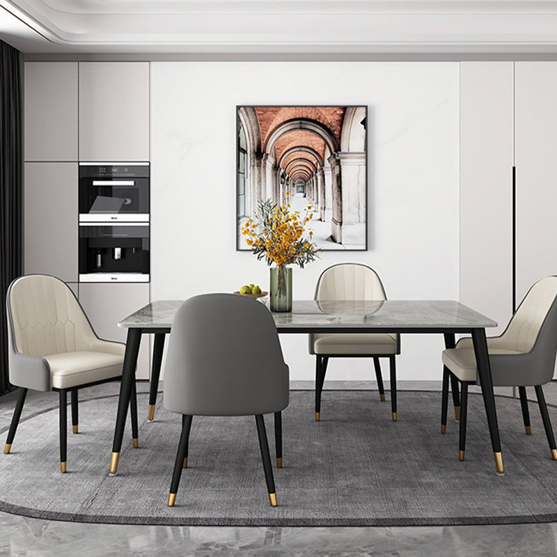 Modern Dining Table Black Frame Stone Dining Table for Dinner Room