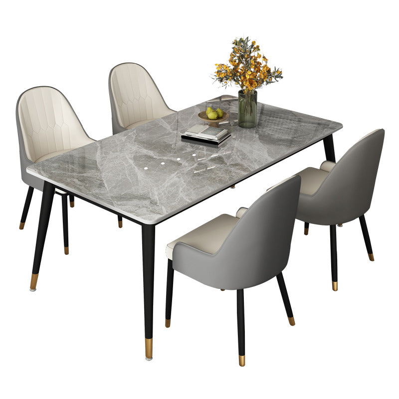 Modern Dining Table Black Frame Stone Dining Table for Dinner Room