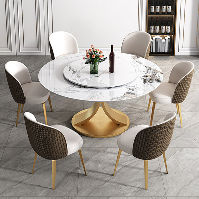 Contemporary Round Dining Table Stone Dinner Table for Home Kitchen