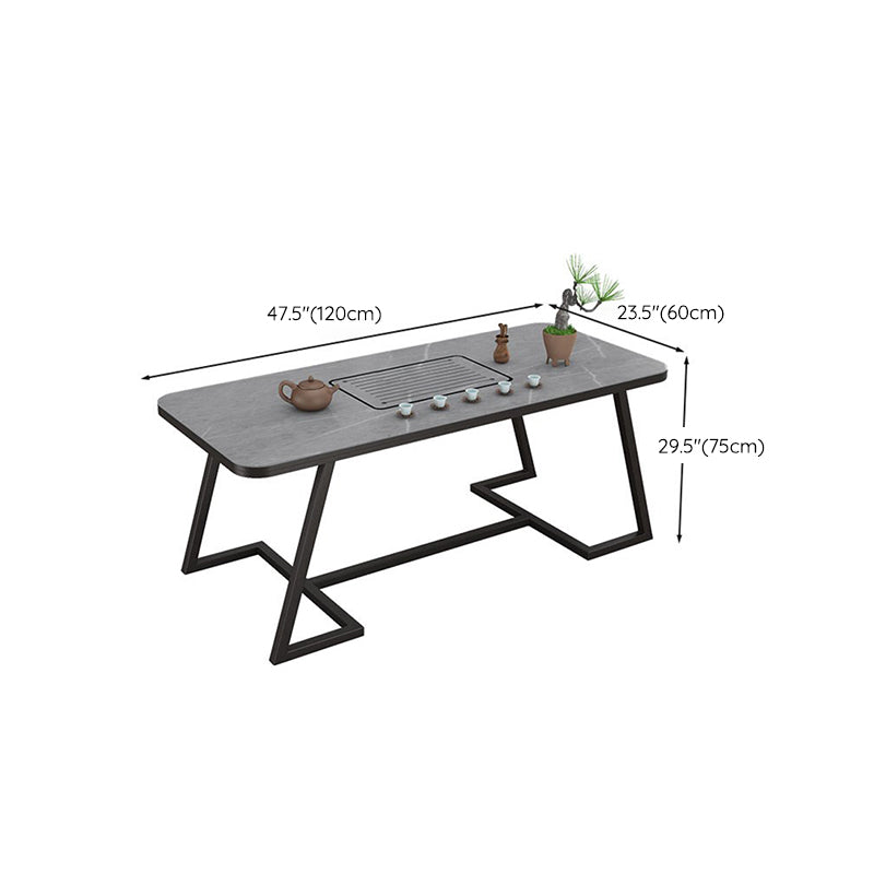 Metal and Stone Table Glam Style Family Rectangular Dining Table