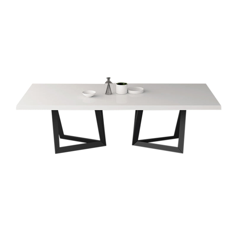 Metal and Wood Table Mid-Century Modern Style Family Rectangular Dining Table