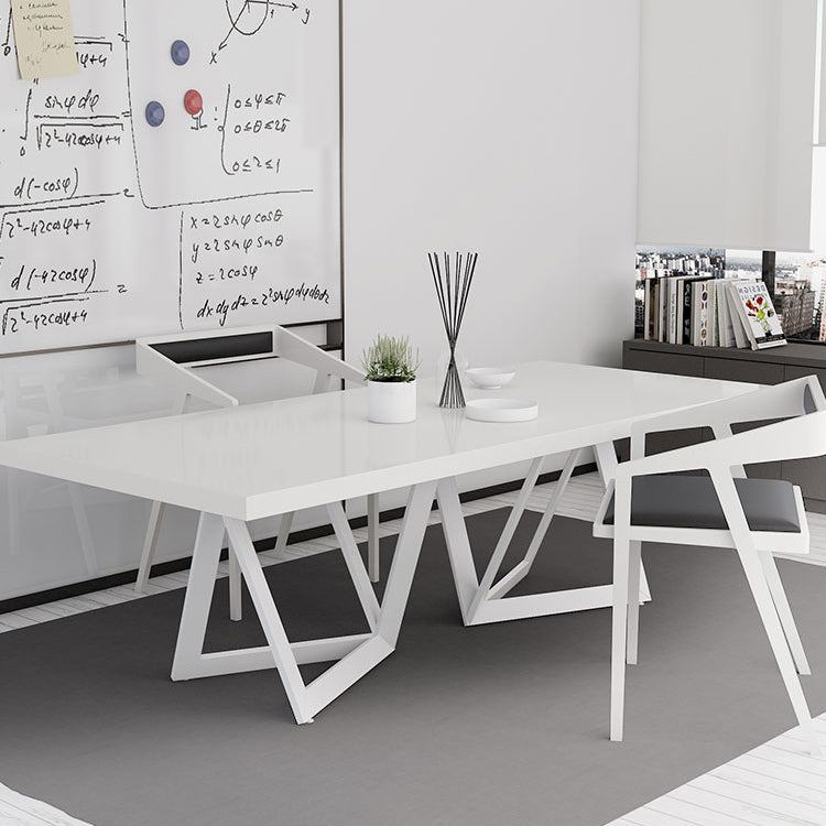 Metal and Wood Table Mid-Century Modern Style Family Rectangular Dining Table