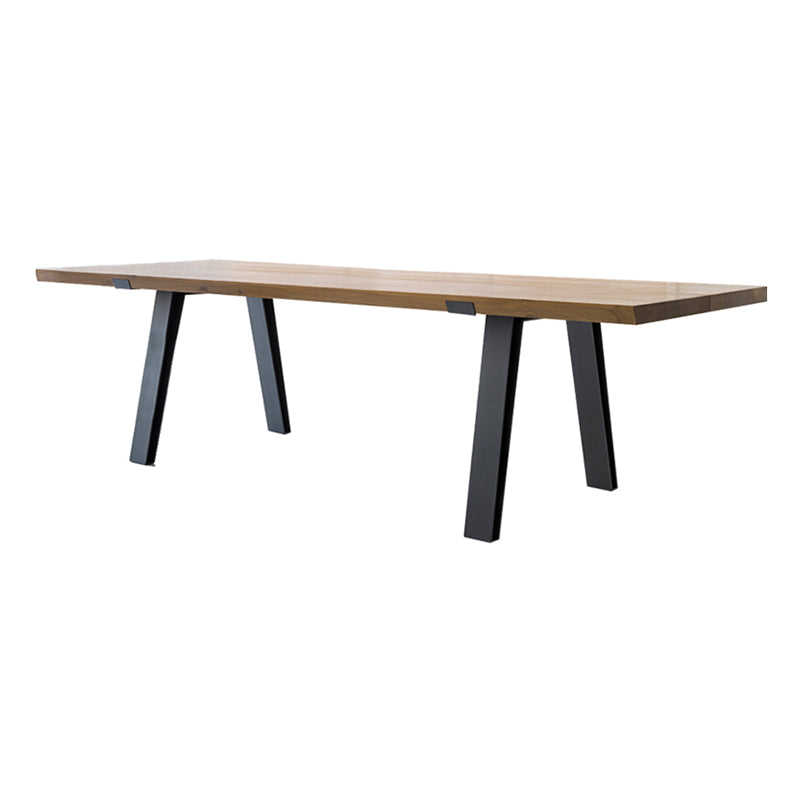 Metal and Wood Table Mid-Century Modern Style Minimalist Home Rectangular Dining Table