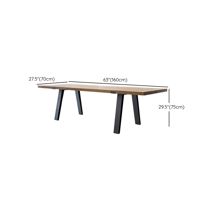 Metal and Wood Table Mid-Century Modern Style Minimalist Home Rectangular Dining Table