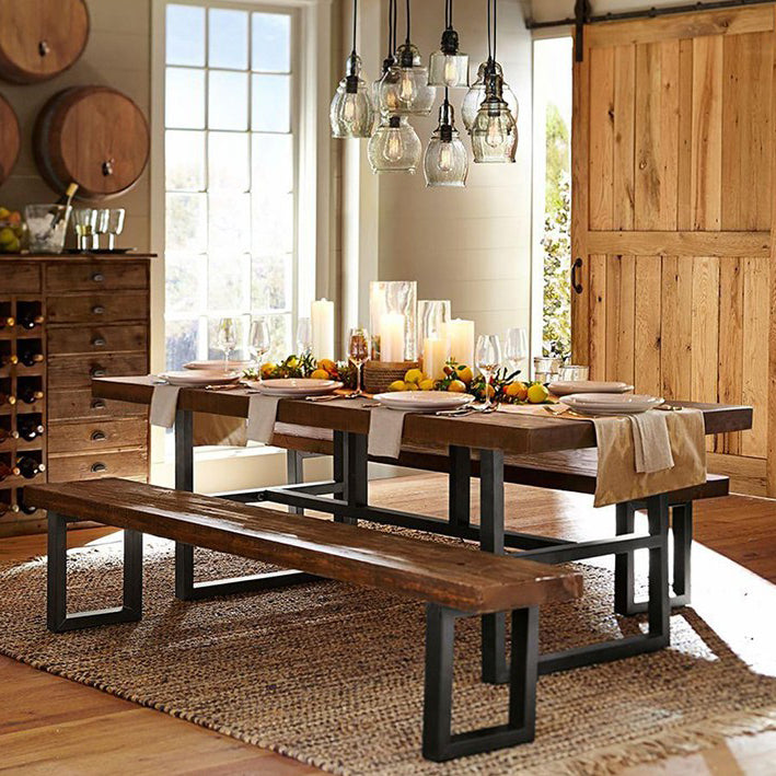 Wooden Table Medieval Modern Style Family Rectangular Dining Table