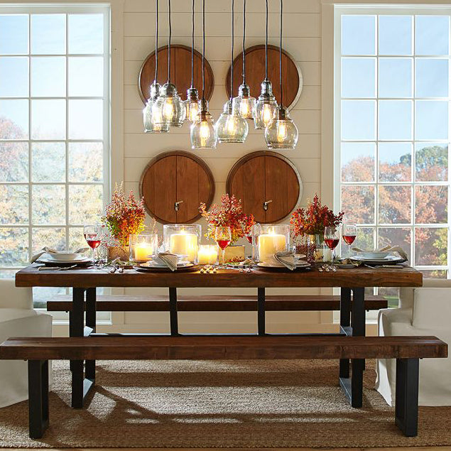 Wooden Table Medieval Modern Style Family Rectangular Dining Table