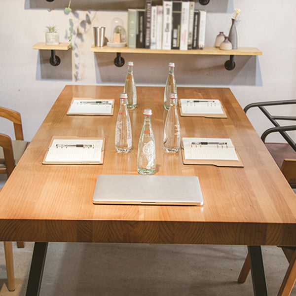 Rectangle Double Pedestal Table Industrial Solid Wood Kitchen Desk