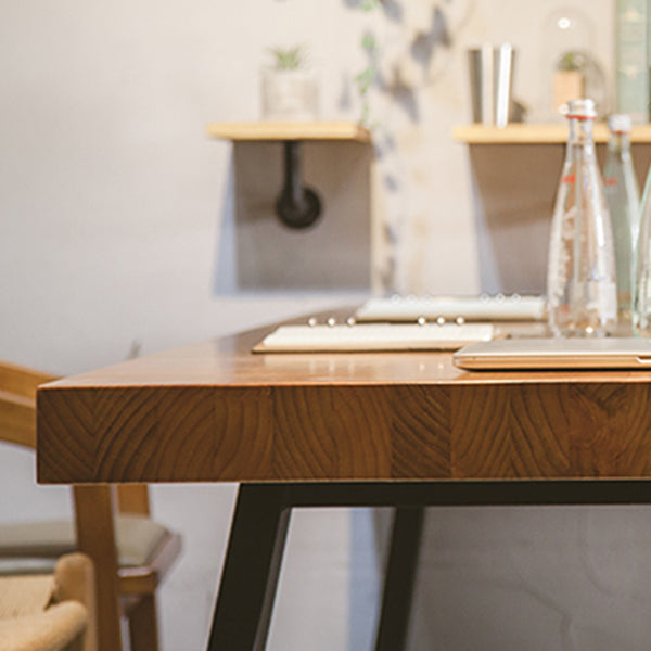 Rectangle Double Pedestal Table Industrial Solid Wood Kitchen Desk