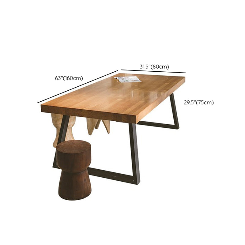 Rectangle Double Pedestal Table Industrial Solid Wood Kitchen Desk