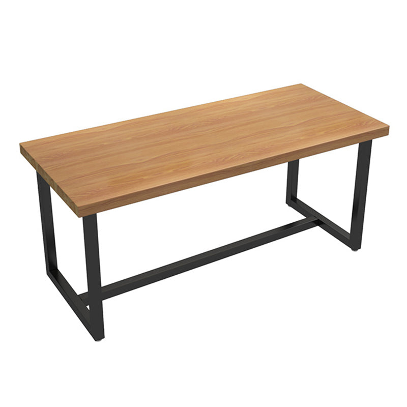 Trestle Base Dining Table Industrial Solid Wood Fixed Kitchen Desk