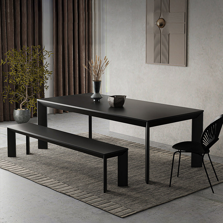 Industrial Rectangle Dining Room Table Solid Wood Fixed Kitchen Desk