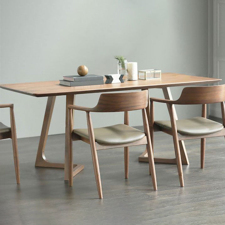 Home Rectangle Fixed Table Industrial Solid Wood Double Pedestal Dining Desk