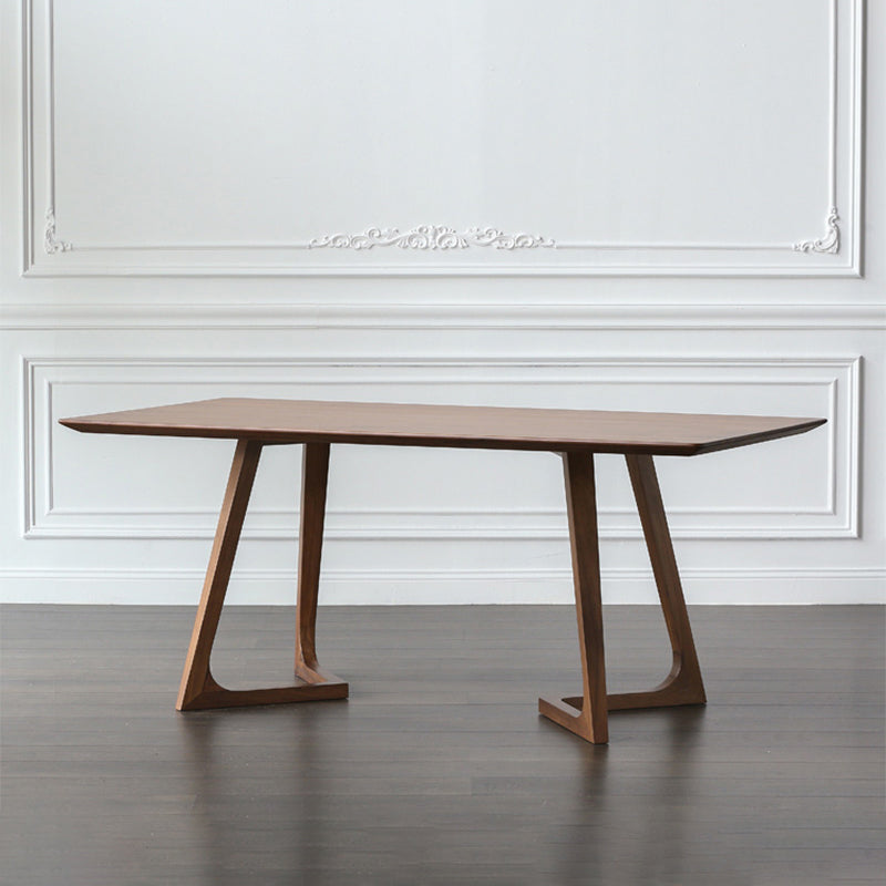 Home Rectangle Fixed Table Industrial Solid Wood Double Pedestal Dining Desk