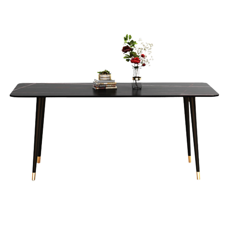 Metal and Stone Table Glam Style Minimalist Home Rectangular Dining Table
