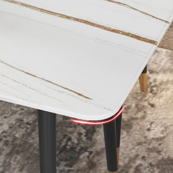 Metal and Stone Table Glam Style Minimalist Home Rectangular Dining Table