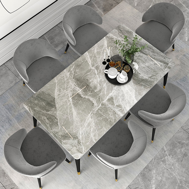 Metal and Stone Table Glam Style Simple Family Rectangular Dining Table