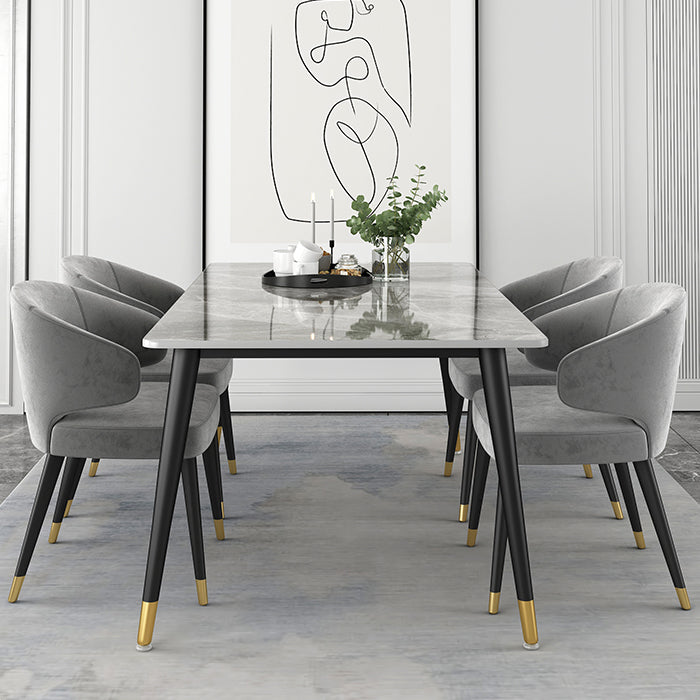Metal and Stone Table Glam Style Simple Family Rectangular Dining Table