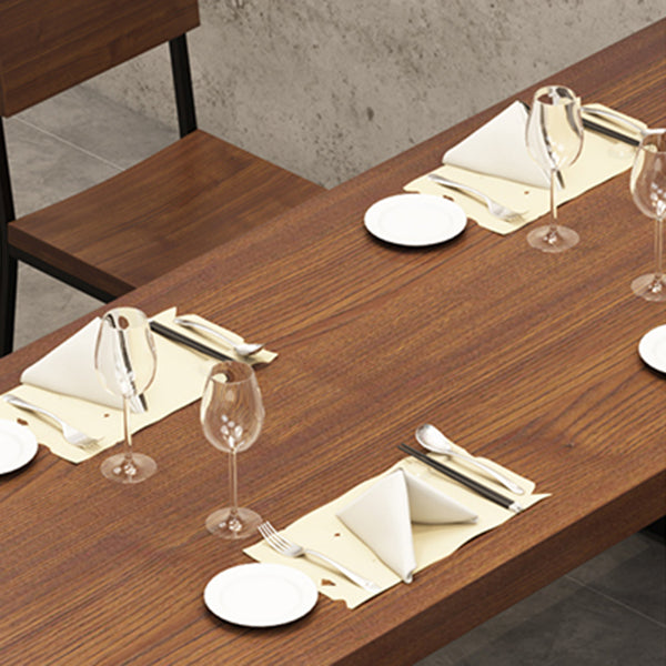 Solid Wood Fixed Dining Table Industrial Kitchen Table with Trestle Base