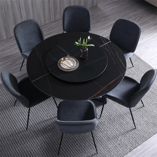 Metal and Stone Table Glam Style Simple Home Black Round Dining Table