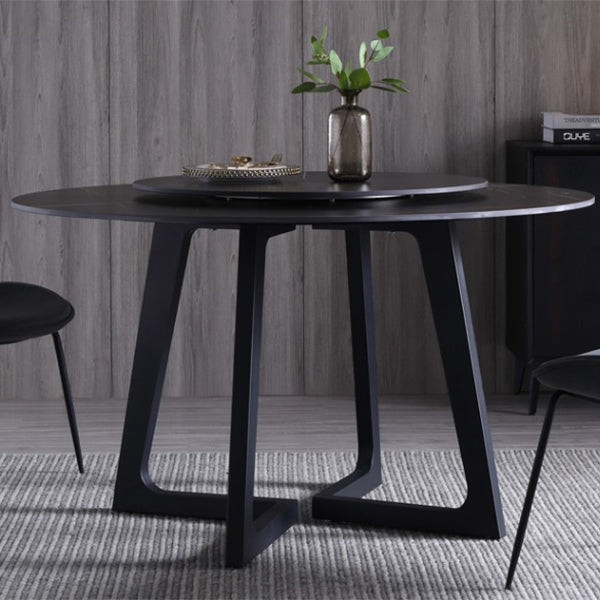 Metal and Stone Table Glam Style Simple Home Black Round Dining Table