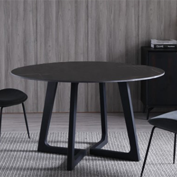Metal and Stone Table Glam Style Simple Home Black Round Dining Table