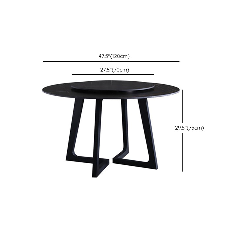 Metal and Stone Table Glam Style Simple Home Black Round Dining Table