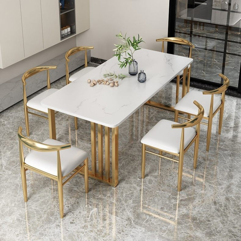 Metal and Slate Table Industrial Style Minimalist Home Rectangular Dining Table