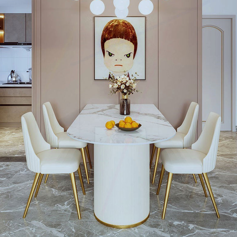 Sintered Stone Fixed Dining Table Luxury Free Form Kitchen Room