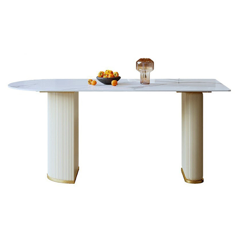 Sintered Stone Fixed Dining Table Luxury Free Form Kitchen Room