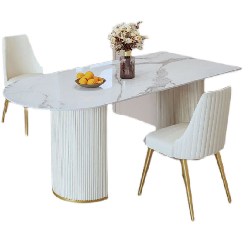 Sintered Stone Fixed Dining Table Luxury Free Form Kitchen Room