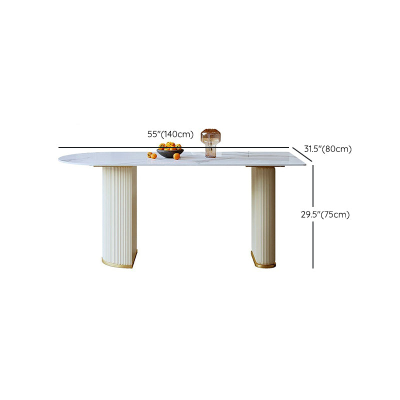 Sintered Stone Fixed Dining Table Luxury Free Form Kitchen Room