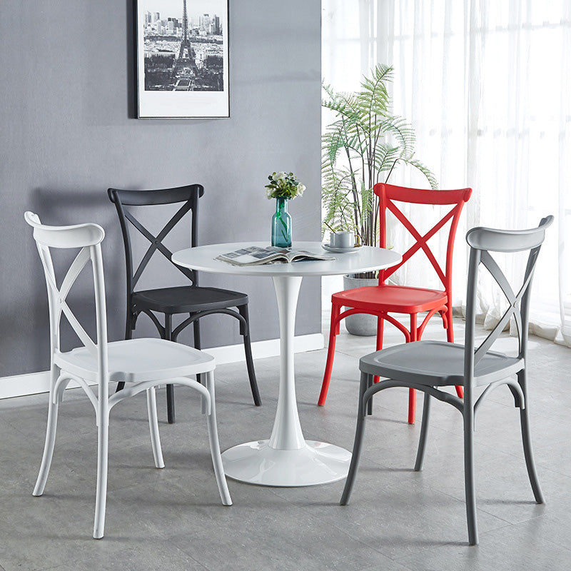 Cross Back Side Chair Contemporary Plastic Kitchen Dining Side Chair