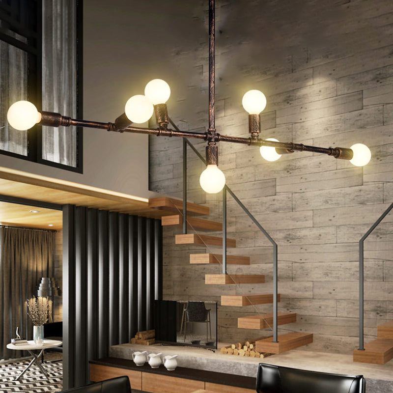 7/11 Lights Exposed Island Pendant Light Farmhouse Style Antique Bronze Wrought Iron Hanging Island Light