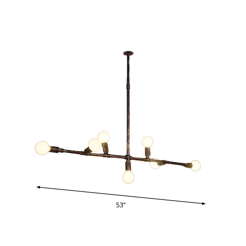 7/11 Lights Exposed Island Pendant Light Farmhouse Style Antique Bronze Wrought Iron Hanging Island Light