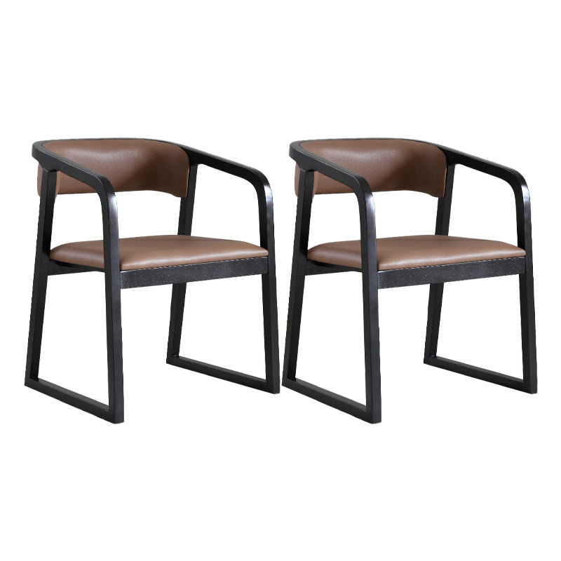 Contemporary Wood Dining Arm Chairs Open Back Dining Side Chair for Restaurant Use