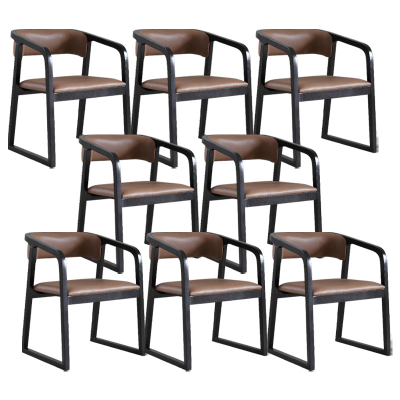 Contemporary Wood Dining Arm Chairs Open Back Dining Side Chair for Restaurant Use