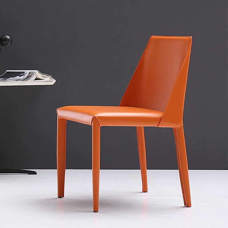Modern Style Leather Side Chair Armless Metal Side Chair for Home Use