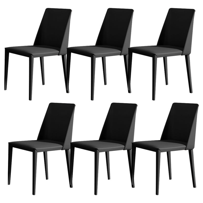 Modern Style Leather Side Chair Armless Metal Side Chair for Home Use