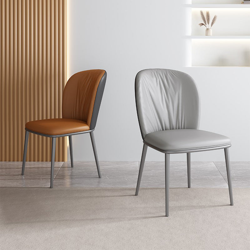 Modern Style Faux Leather Chair Armless Metal Side Chair for Home Use