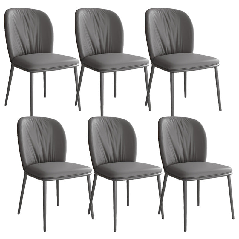 Modern Style Faux Leather Chair Armless Metal Side Chair for Home Use