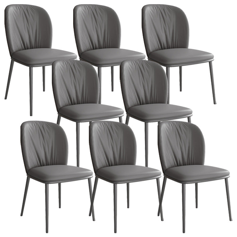 Modern Style Faux Leather Chair Armless Metal Side Chair for Home Use