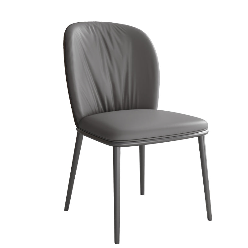 Modern Style Faux Leather Chair Armless Metal Side Chair for Home Use